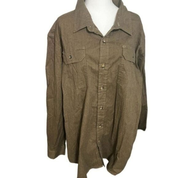 Wrangler 3xl men’s long sleeve button down shirt brown - Picture 1 of 10